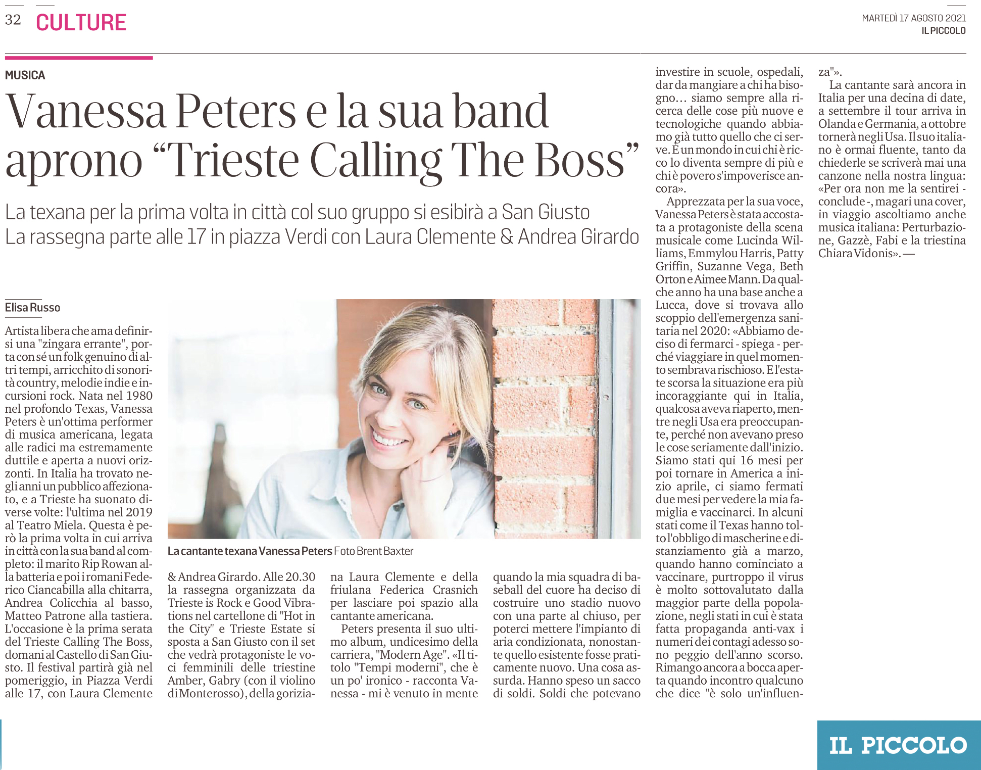 Vanessa Peters apre il “Calling the Boss” per HITC 2021